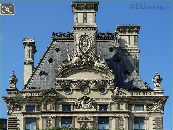 Top roof Pavillon de Flore Nord at the Louvre