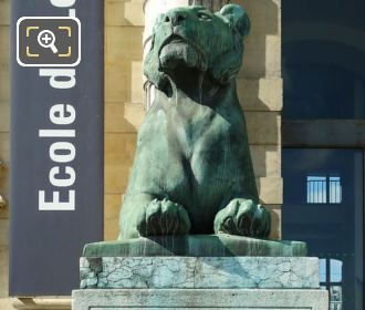 Front view of LHS lioness statue Porte Jaujard