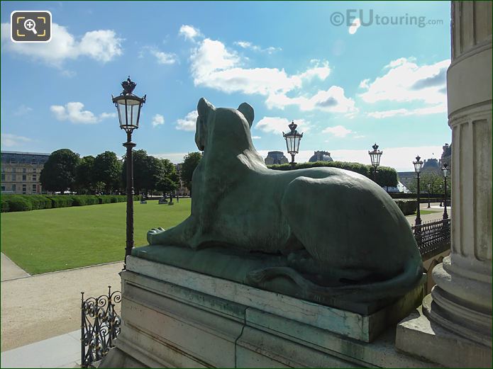 LHS lioness statue looking over Cour Carrousel