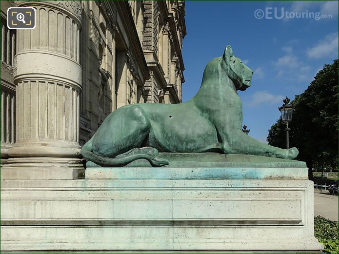 RHS view of lioness statue Porte Jaujard