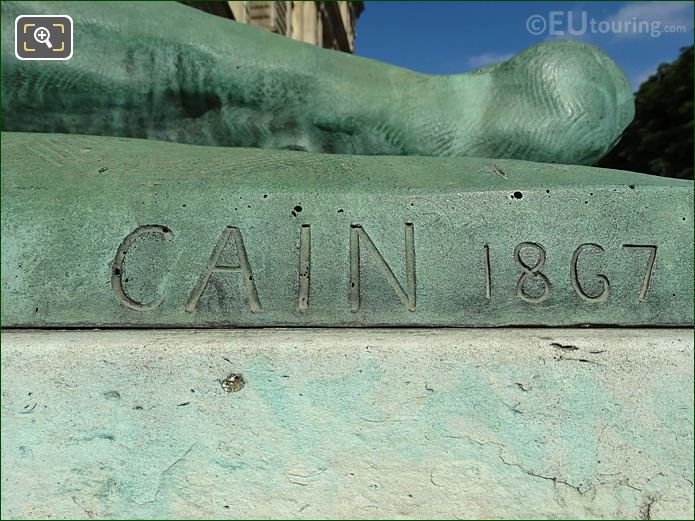 Cain inscription RHS bronze lioness statue