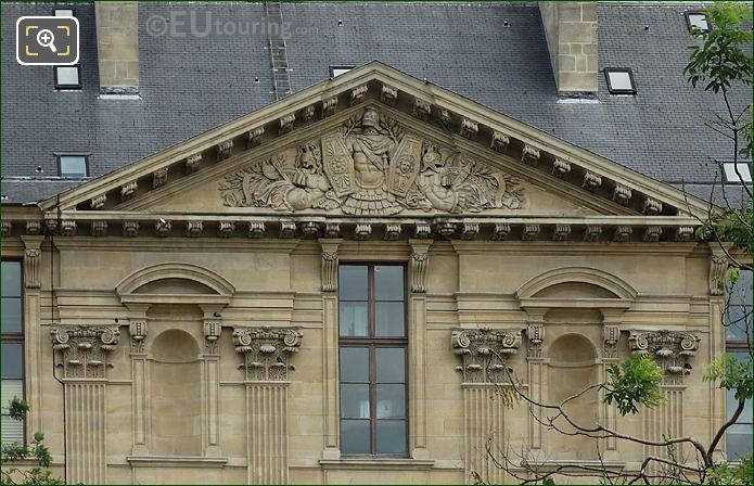 Trophee d'Armes sculpture, South facade of Aile de Rohan, The Louvre