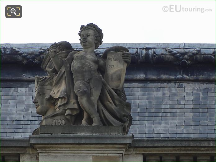 Histoire statue, Pavillon des Etats, Musee du Louvre, Paris