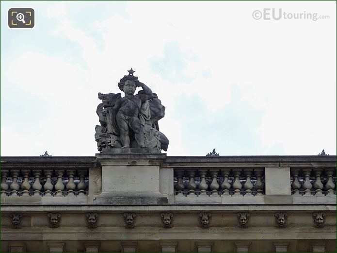 North facade of Aile Mollien and Les Beaux-arts statue