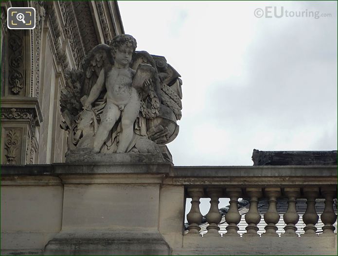 North facade of Aile Mollien and L'Etude Statue