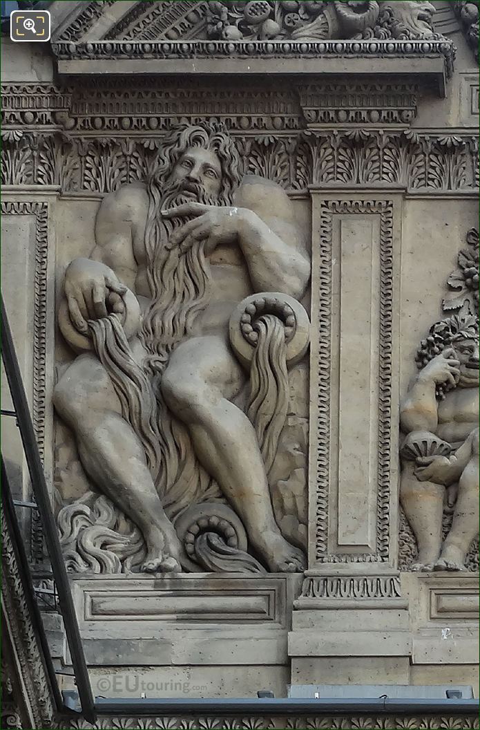 Neptune sculpture by Jean Goujon at The Louvre