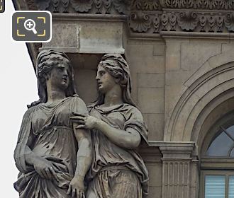 Left side Caryatid sculptures on Pavillon de l'Horloge