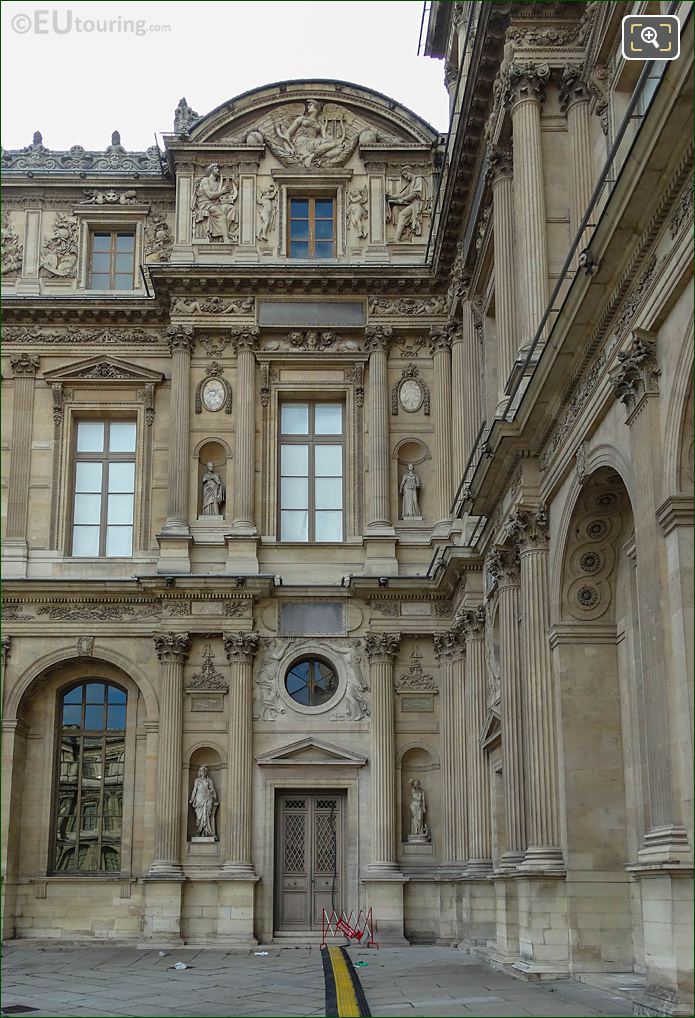 East facade Aile Lemercier with Poesie Epique sculpture