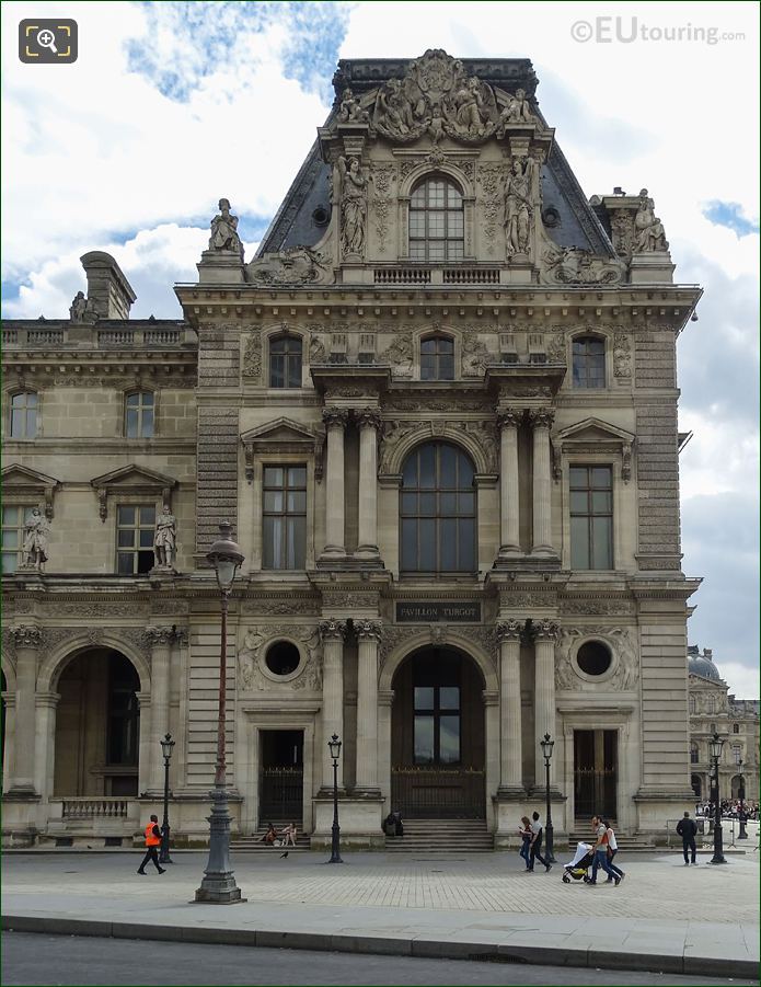 Entire West facade of Pavillon Turgot with its statues