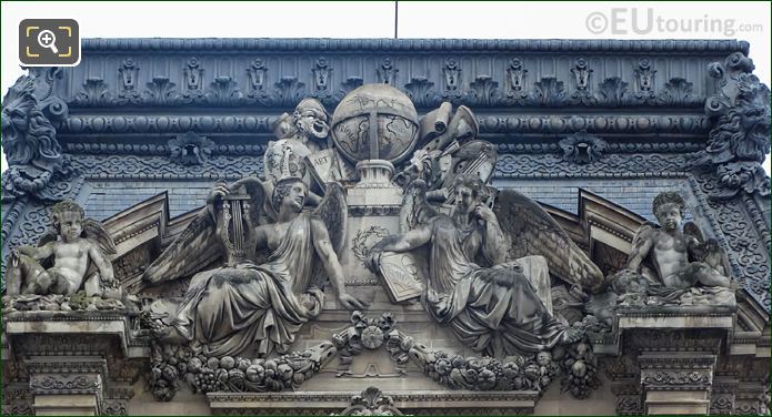 L'Art et la Science pediment sculpture, Pavillon Mollien, Louvre