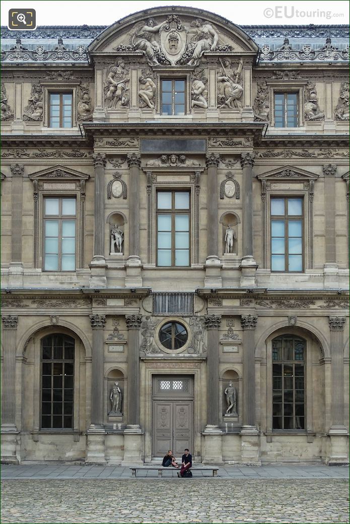 Aile Lescot East facade and Prisonnier sculpture from 1500s