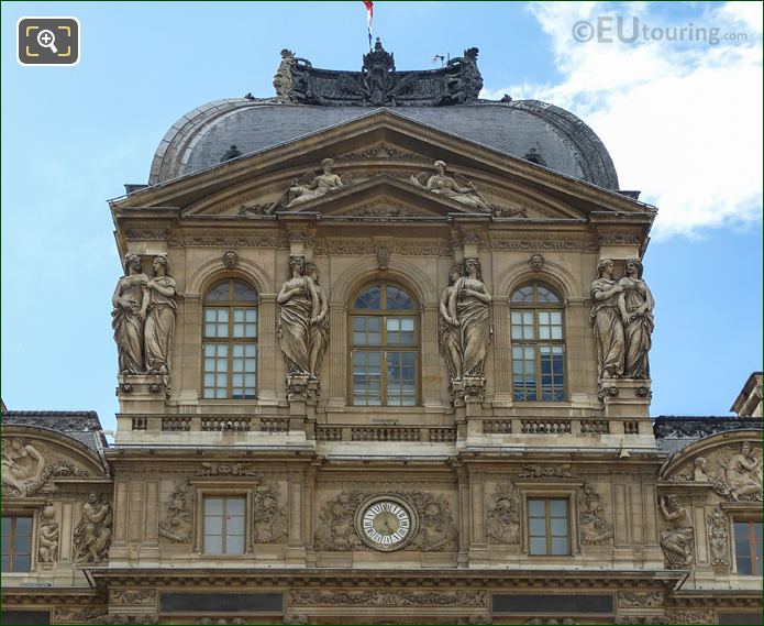 Pavillon de l@horloge Caryatid sculptures on top section