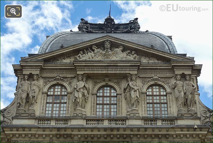 Pavillon Sully top facade support Caryatid sculptures