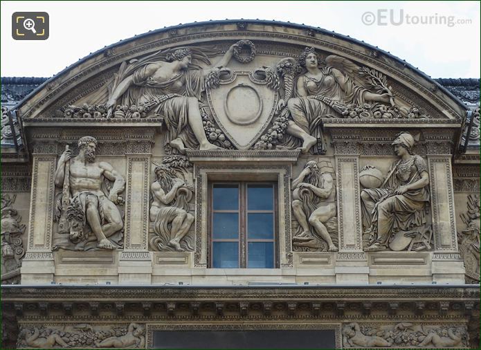 Aile Lemercier third floor facade and Hercules sculpture