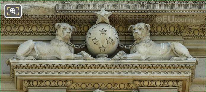 2nd window right side dog sculptures, Aile de Marsan, The Louvre