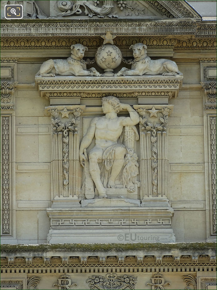 7th window right hand side bas relief sculpture, Aile de Marsan, The Louvre