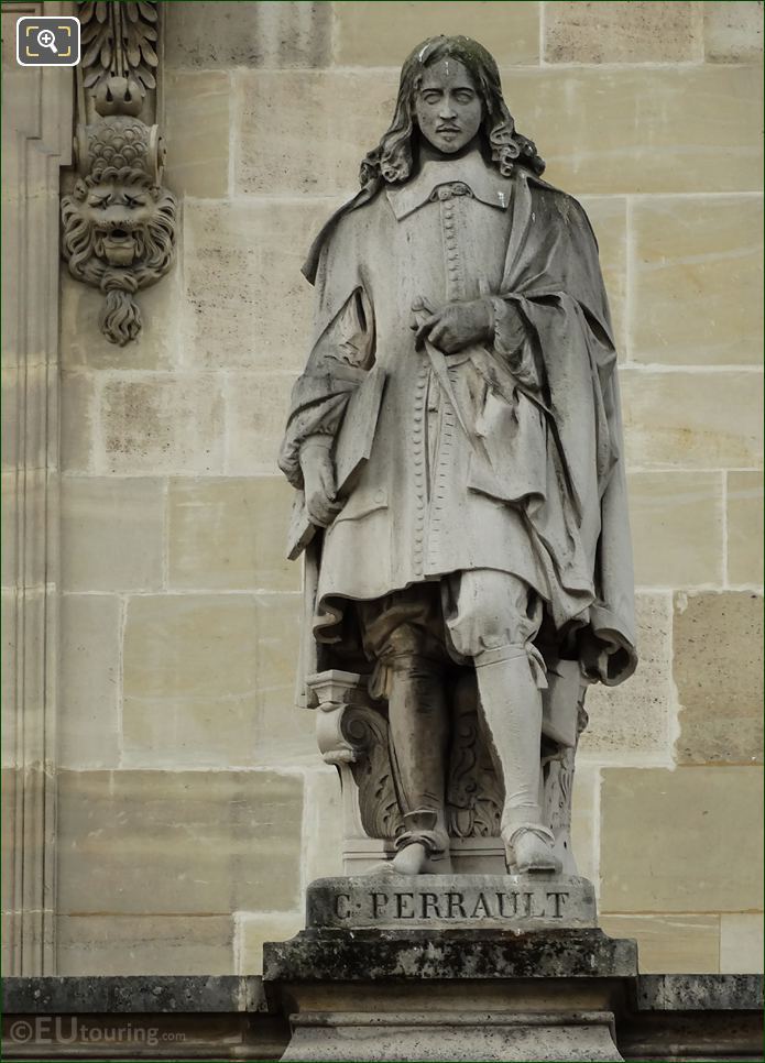 C Perrault statue, Aile Mollien, Musee du Louvre, Paris