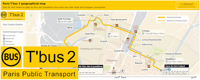 T'bus 2 map Gare du Vert Galant to Gare du Parc des Expositions