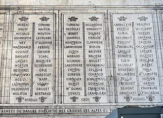 Arc de Triomphe name inscriptions
