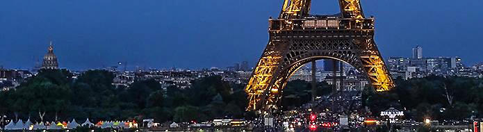 Eiffel Tower lights and city skyline