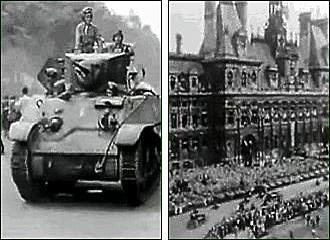 Tanks on Paris dtreets in World War II