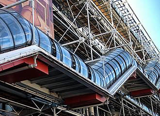 Outside escalator at the Pompidou Centre