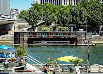 Paris River Seine with the barge Adamant