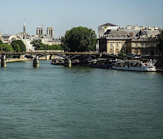 Paris River Seine with the bridge of love