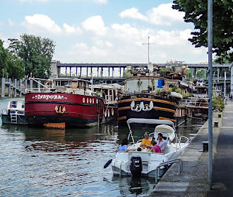 Paris River Seine with pleasure craft