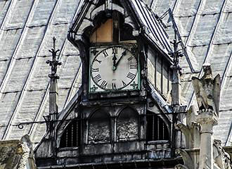 Roof clock at Notre Dame Cathedral