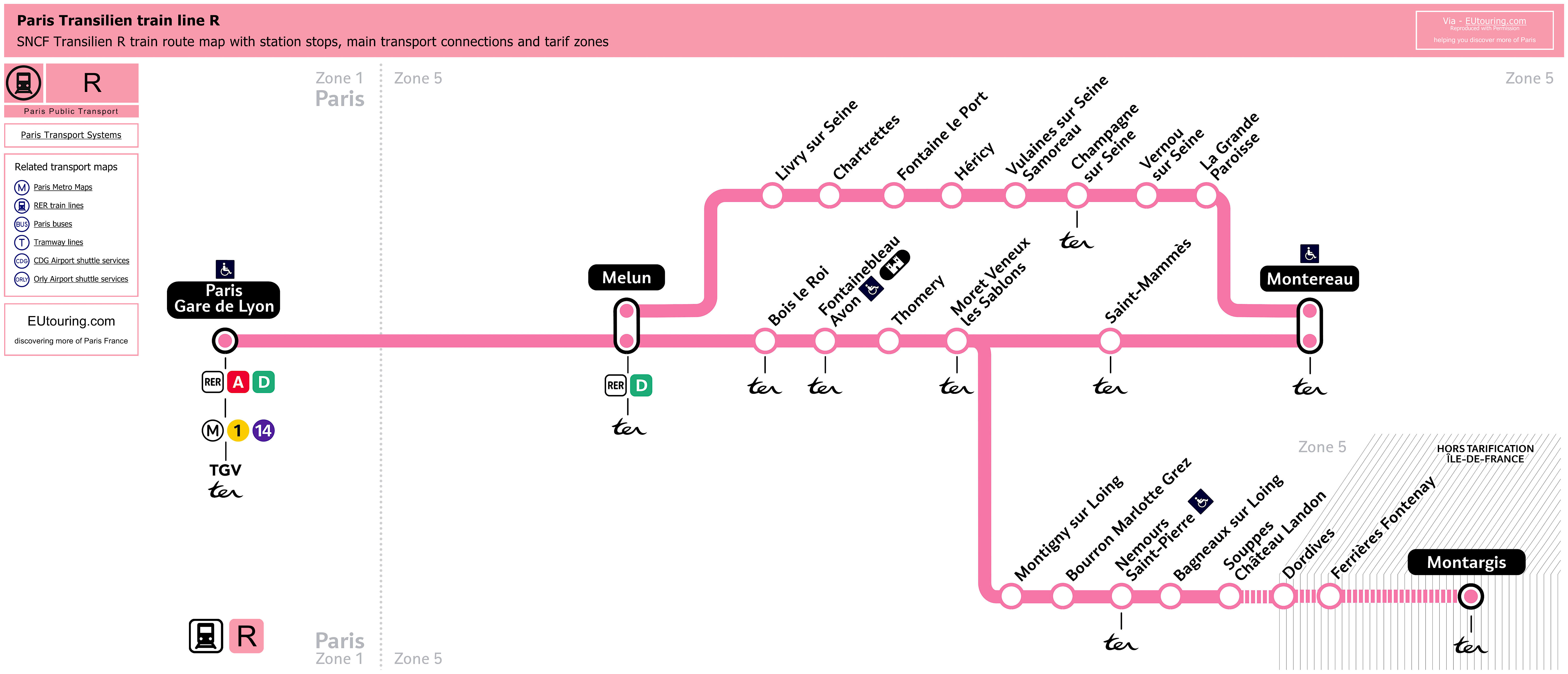 SNCF Transilien and RATP RER Train maps for Paris Ile de France