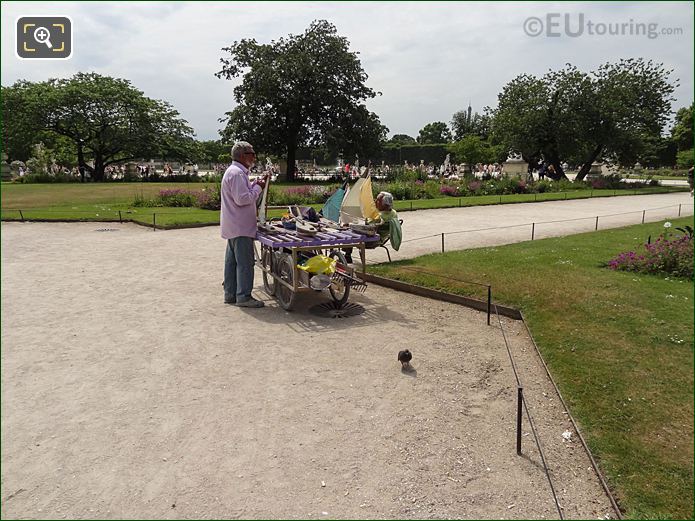 Model sailing boat vender, Jardin des Tuileries looking SW