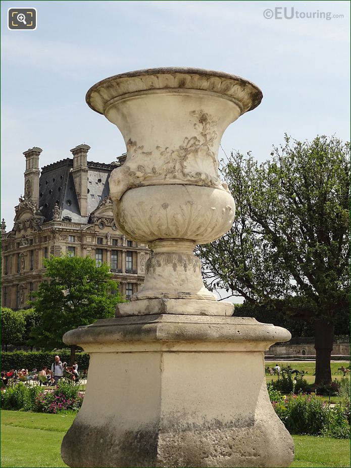 Grand Reserve Sud ornamental stone vase, Tuileries Gardens looking SSE