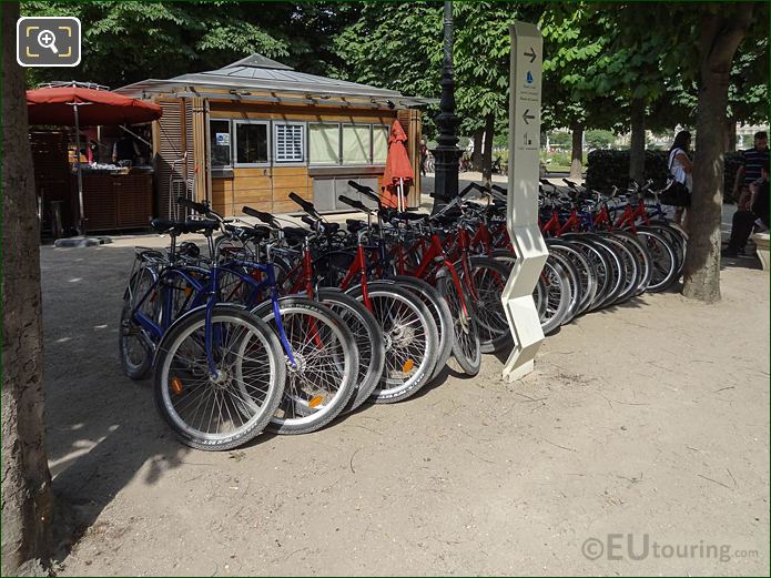 Fat Tire tour bikes along Allee Sous Couvert Sud, Jardin des Tuileries