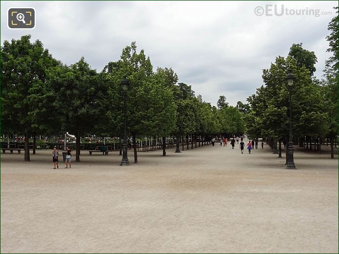 Allee de Castiglione path between trees in Tuileries Gardens