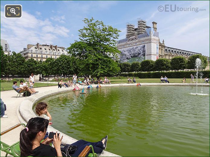 NE view model sailing boat pond Tuileries Gardens