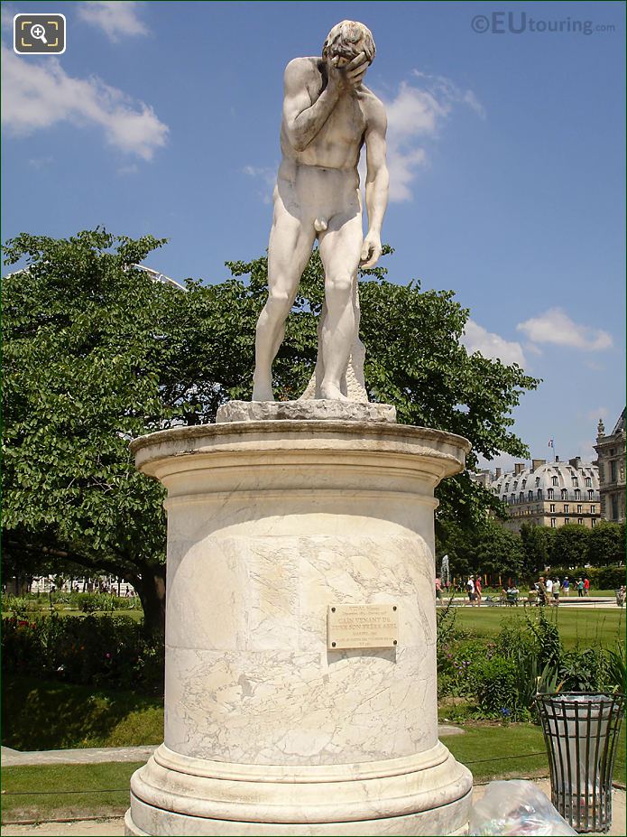 Demi-lune Reserve Nord Cain Statue Jardin Tuileries looking NE