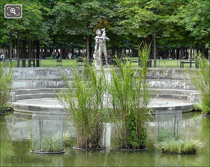 NW view of Exedre statue within water feature