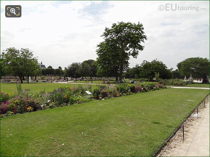 Flowers in Demi-lune Reserve Sud, Tuileries Garden looking South