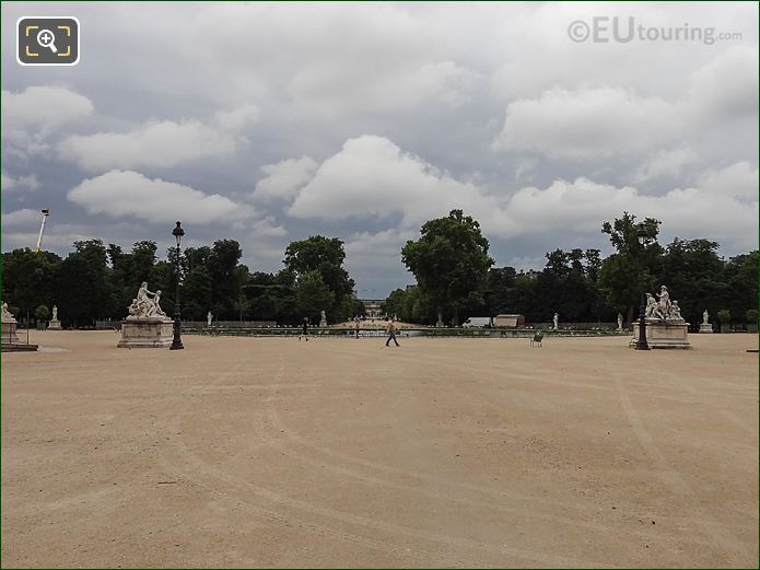 SE over Tuileries Gardens octagonal water feature