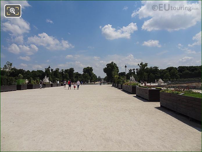 SE view from Fer a Cheval in Tuileries Gardens