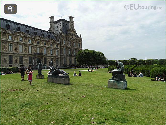 Bronze Maillol statues, Tuileries Gardens looking SW