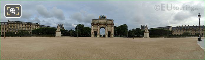 Panoramic Arc De Triomphe du Carrousel and gardens