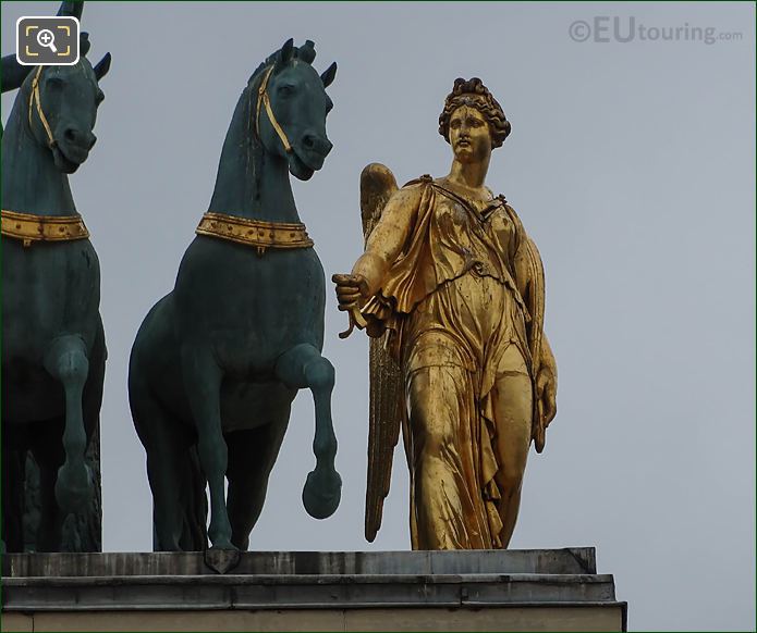 North golden bronze statue Arc de Triomphe du Carrousel