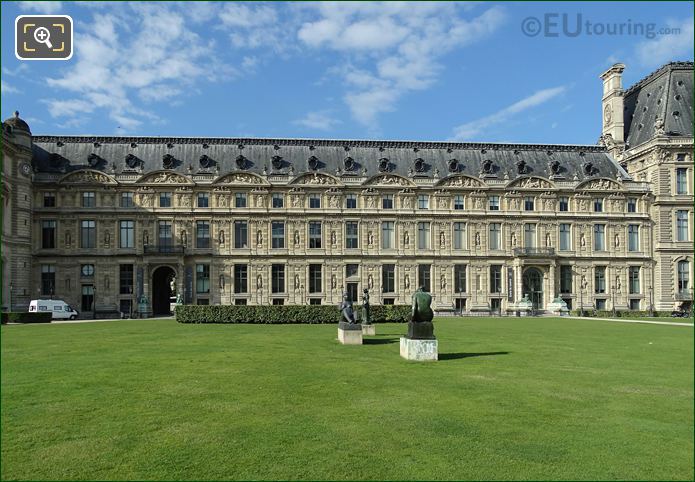 Looking SW over an open grass area at Tuileries Gardens