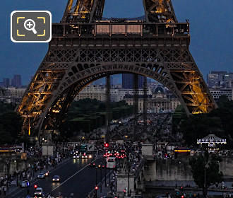 Evening traffic at the Eiffel Tower Paris