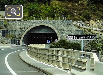 Le gave d'Aspe road bridge and tunnel France