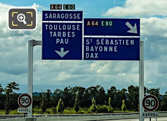French road sign for the A64 to Toulouse
