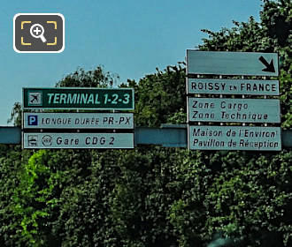 CDG Airport terminals 1-2-3 road sign