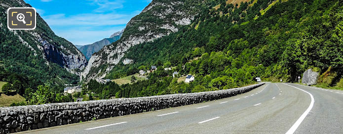 4 traffic road lanes through the Pyrenees mountains